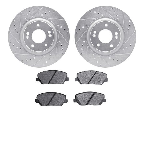 7302-21044, Rotors-Drilled and Slotted-Silver with 3000 Series Ceramic Brake Pads, Zinc Coated, Dynamic Friction Co, Mfr#: 7302-21044
